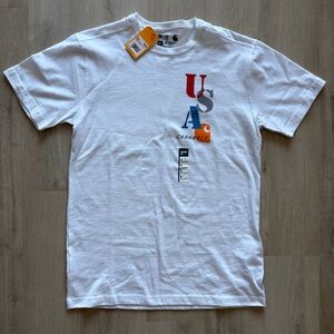 Carhartt Men’s Small Relaxed Fit Midweight Short Sleeve USA Graphic Tshirt White